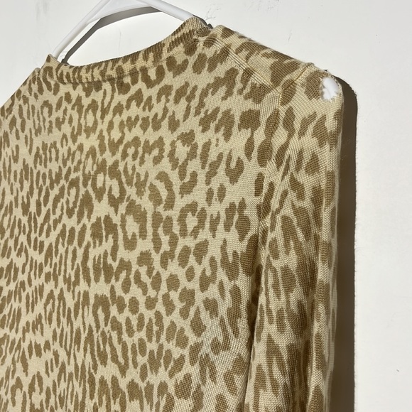 J.Crew Tan Beige Leopard Print 100% Merino Wool Button Down Cardigan Size Small - Picture 6 of 6